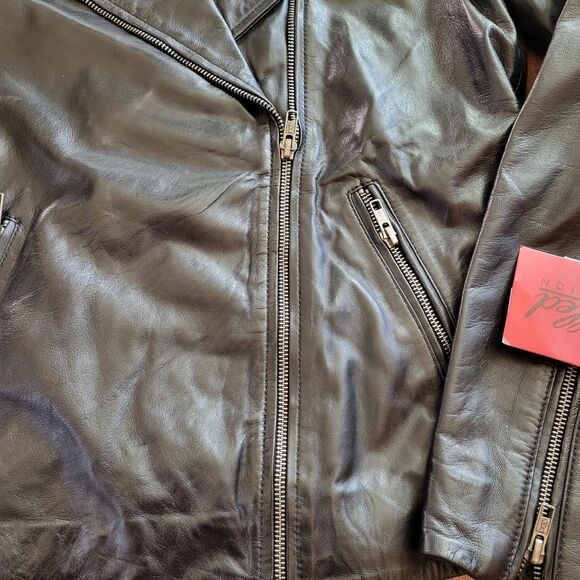 Womens 100% Black Leather Jacket  Asymmetrical Zip Moto Jacket Quilted - Picture 4 of 10